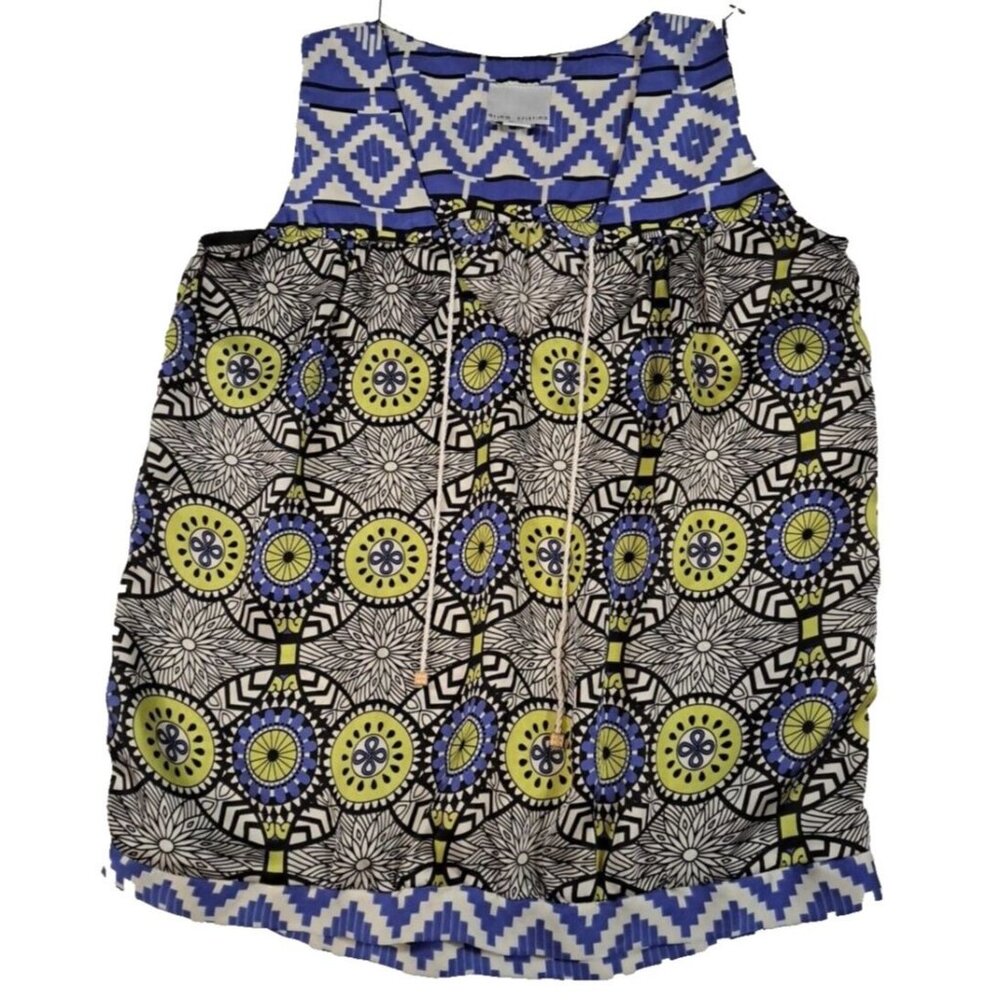 Atina Cristina Women Top Small sleeveless multicolor Poly V-Neck Blue Green‎